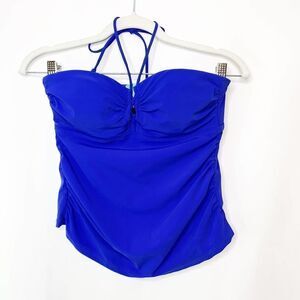SPANX Swim Womens Assets Strapless Tankini With Ruched Sides Blue Ladies Small